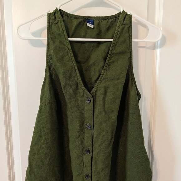 Old Navy Green Linen Blend Button Down Midi Dress - Size Medium - Picture 3 of 5